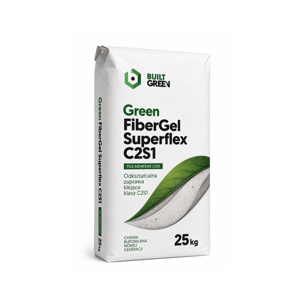 Green FiberGel Superflex — Odkształcalna zaprawa klejąca klasy C2S1, 25 kg